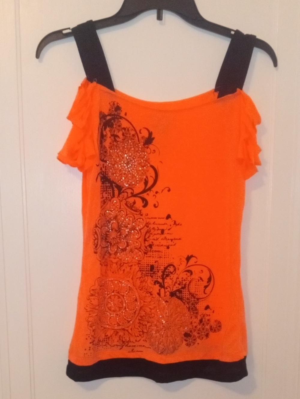 NWOT Junior medium bright coral orange cold shoulder design top